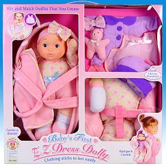 Goldberger Doll Mfg / 13" Baby's First EZ Dress Dolly Travel & Go Playset